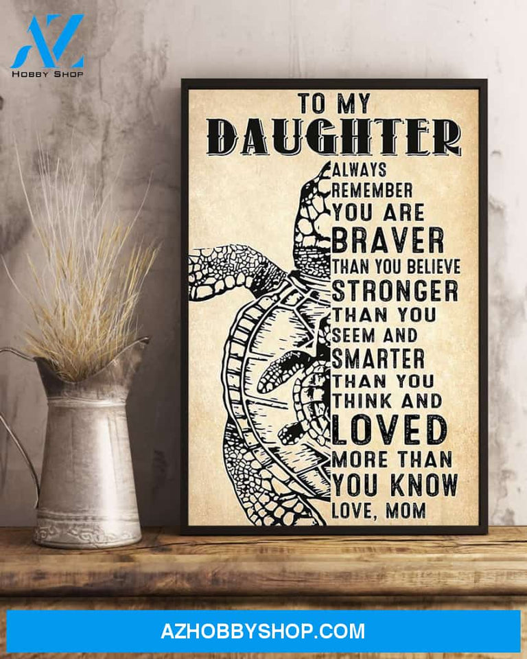 Turtle To My Daughter Vertical Canvas Decor, Wall Decor Visual Art