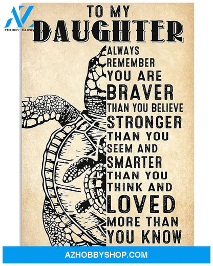 Turtle To My Daughter Vertical Canvas Decor, Wall Decor Visual Art