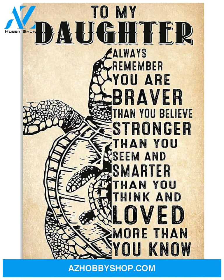 Turtle To My Daughter Vertical Canvas Decor, Wall Decor Visual Art