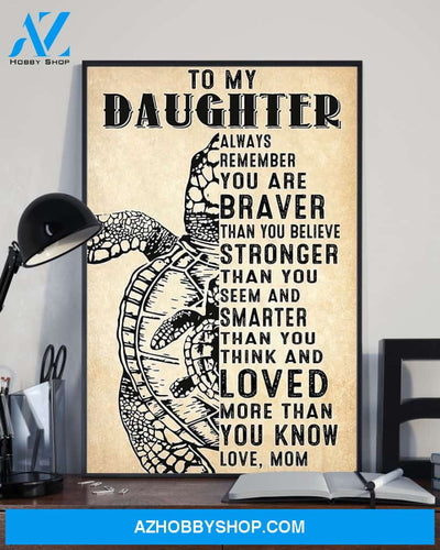 Turtle To My Daughter Vertical Canvas Decor, Wall Decor Visual Art