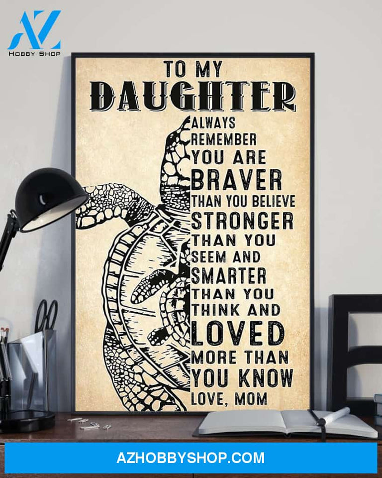 Turtle To My Daughter Vertical Canvas Decor, Wall Decor Visual Art