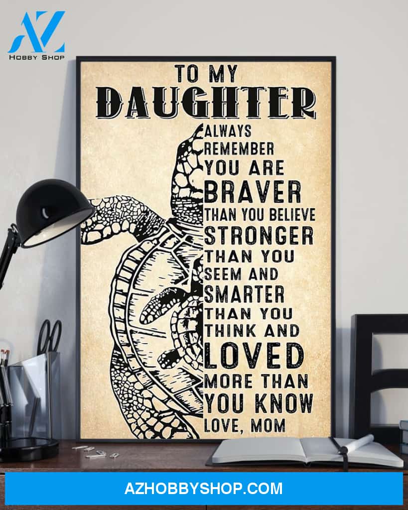 Turtle To My Daughter Vertical Canvas Decor, Wall Decor Visual Art