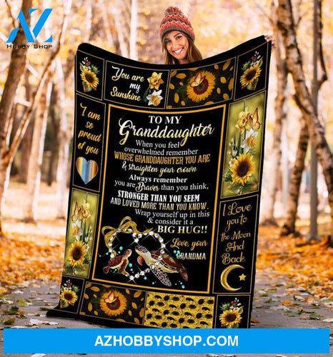 Personalized Turtle To My Granddaughter Fleece Blanket From Grandma Always Remember You Are Braver Than You Think Great Customized Blanket Gifts For Birthday Christmas Thanksgiving