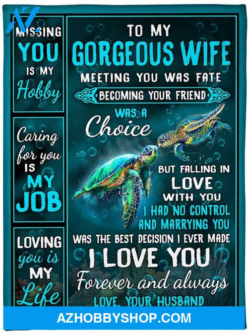 Personalized Turtle to My Wife Blanket Gift for Wife from Husband I Love Your Forever Great Customized Blanket for Birthday Christmas Wedding