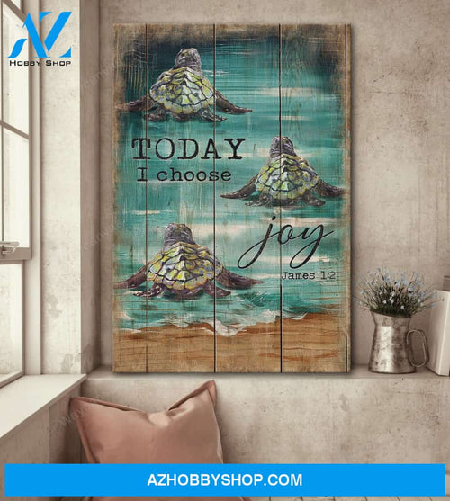 Turtle - Today I choose joy - Jesus Portrait Canvas Prints - Wall Art