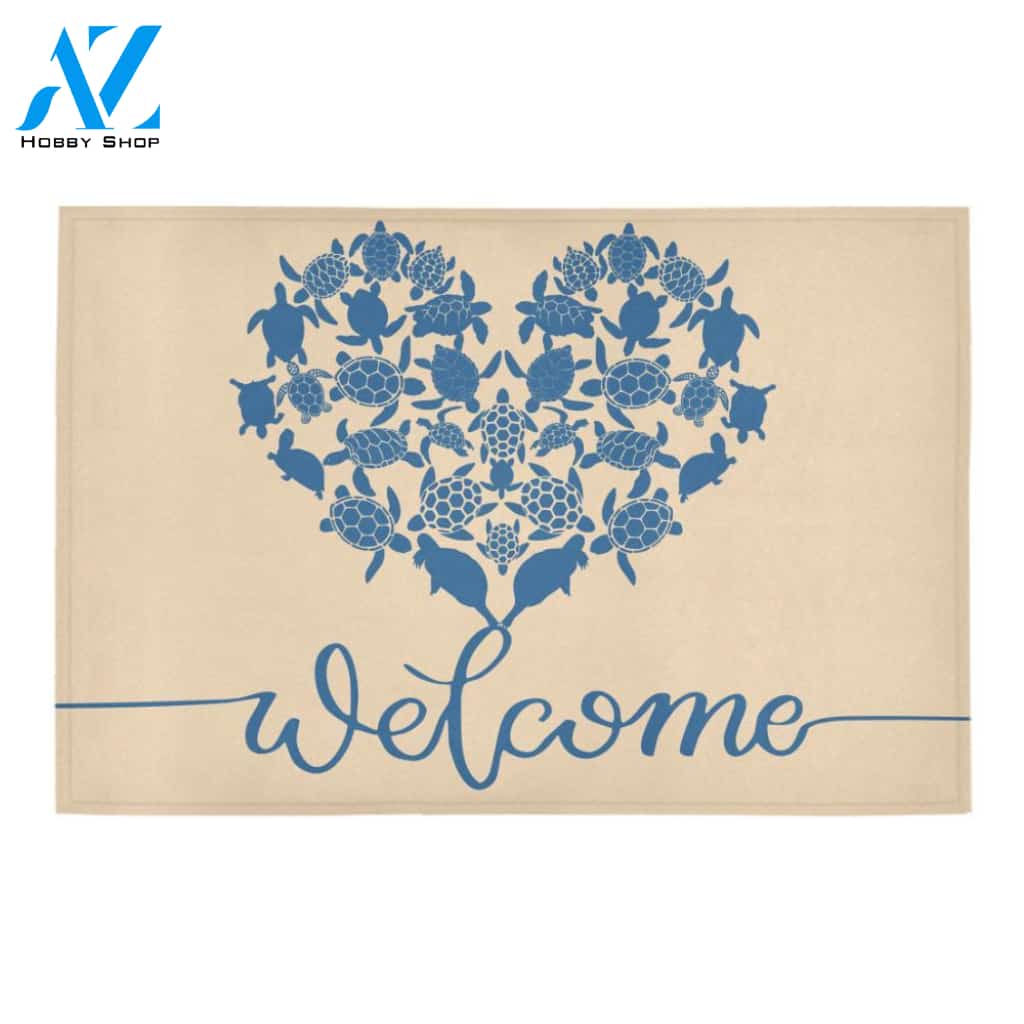 Turtle Welcome Heart Funny Indoor And Outdoor Doormat Warm House Gift Welcome Mat Funny Birthday Gift For Turtle Lovers
