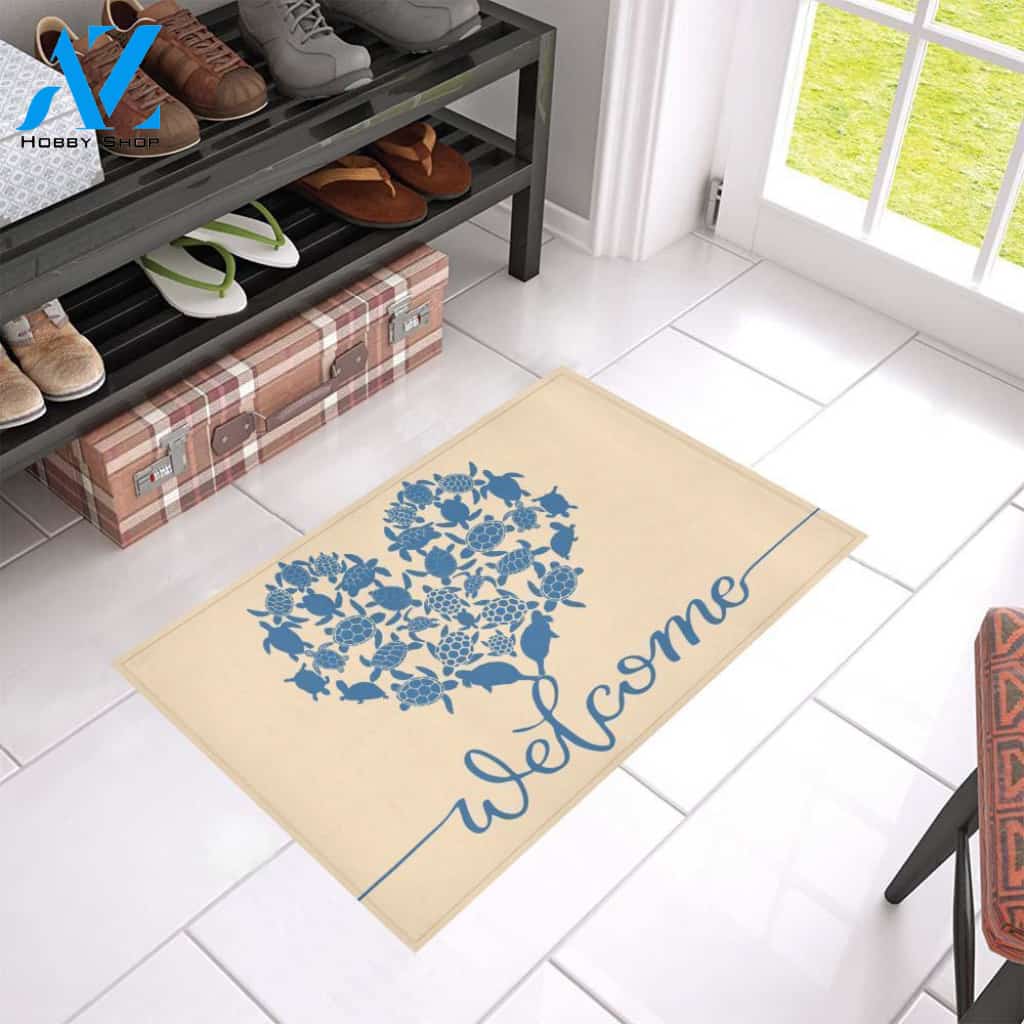 Turtle Welcome Heart Funny Indoor And Outdoor Doormat Warm House Gift Welcome Mat Funny Birthday Gift For Turtle Lovers