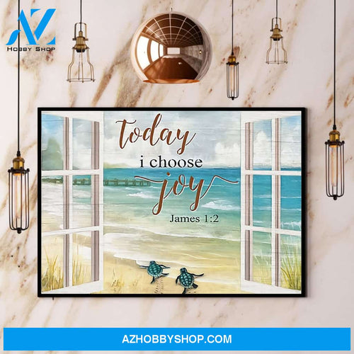 Turtle Window Today I Choose Joy Canvas And Poster, Wall Decor Visual Art