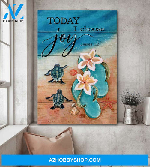 Turtle with sandals - Today I choose joy - Jesus Portrait Canvas Prints - Wall Art
