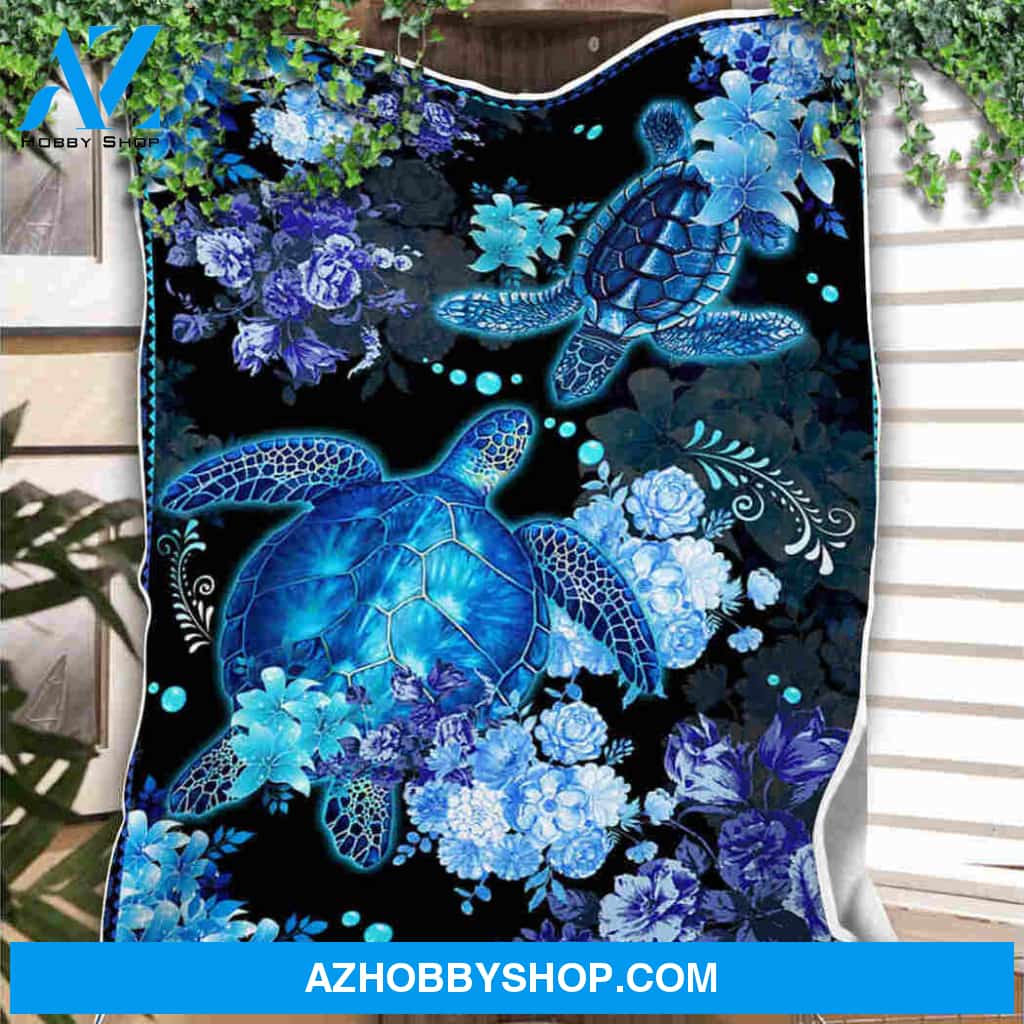 Turtles And Flower Galaxy Blanket,I Love Sea Blanket,Soft Blanket, Fleece Blanket.Gift For Friend Family Home Decor Bedding Couch Sofa Soft And Comfy Cozy
