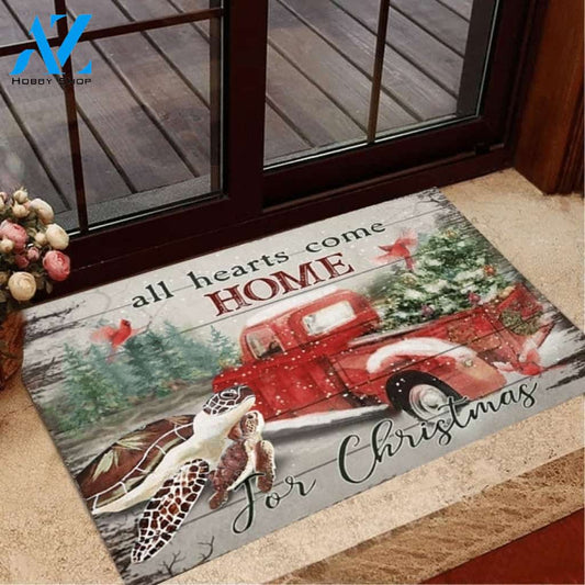 Turtles Home For Christmas Gifts For Turtle Lovers, Doormat Floor Rug Housewarming Home Living Home Decor Format Funny Welcome Mat