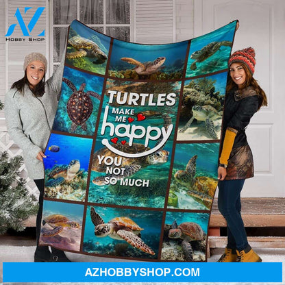 Turtles Make Me Happy Fleece Blanket