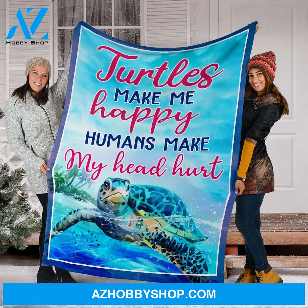 Turtles Make Me Happy Pre Fleece Blanket