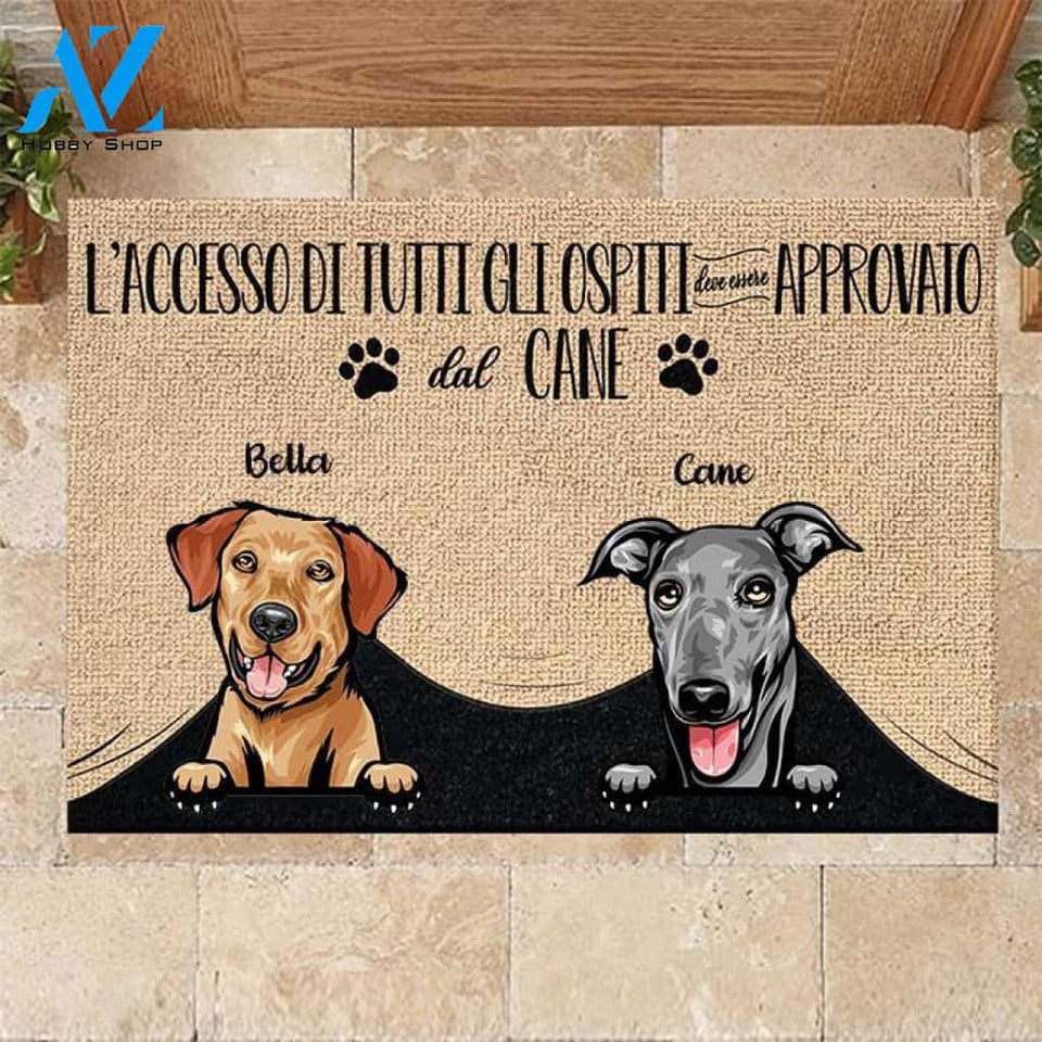 Tutti gli ospiti devono essere approvati dal cane Italian - Funny Personalized Dog Doormat | WELCOME MAT | HOUSE WARMING GIFT