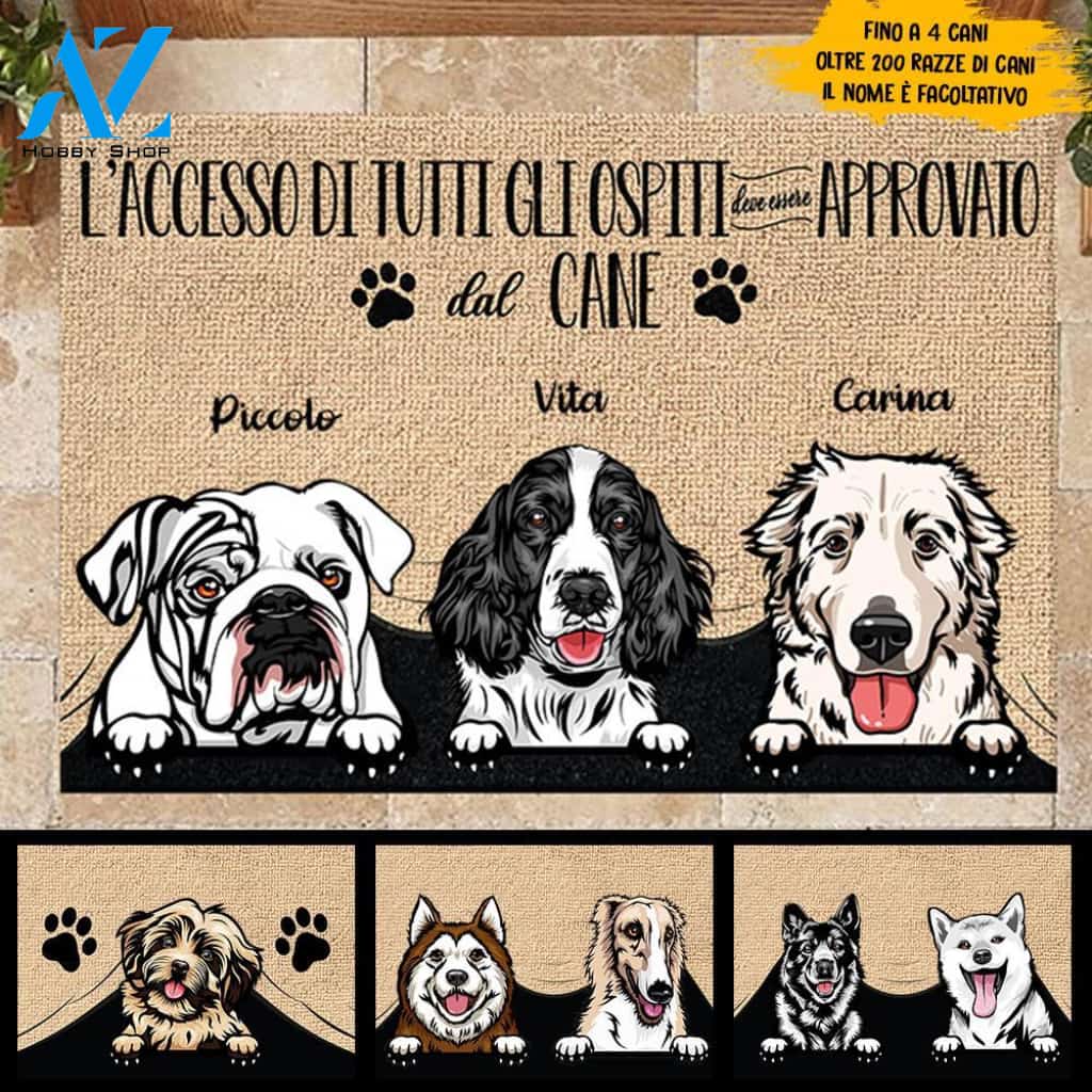 Tutti gli ospiti devono essere approvati dal cane Italian - Funny Personalized Dog Doormat | WELCOME MAT | HOUSE WARMING GIFT