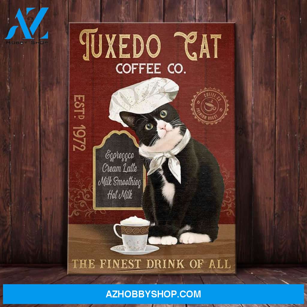 Tuxedo Cat Coffee Company Canvas Wall Art, Wall Decor Visual Art