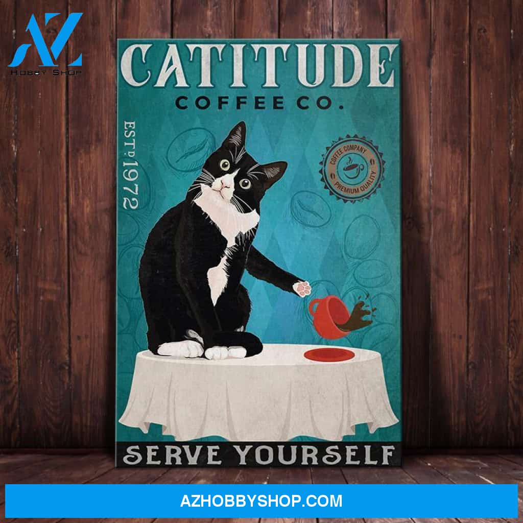 Tuxedo Cat Coffee Company Canvas Wall Art, Wall Decor Visual Art