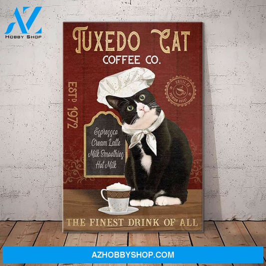 Tuxedo Cat Coffee Company Canvas Wall Art, Wall Decor Visual Art
