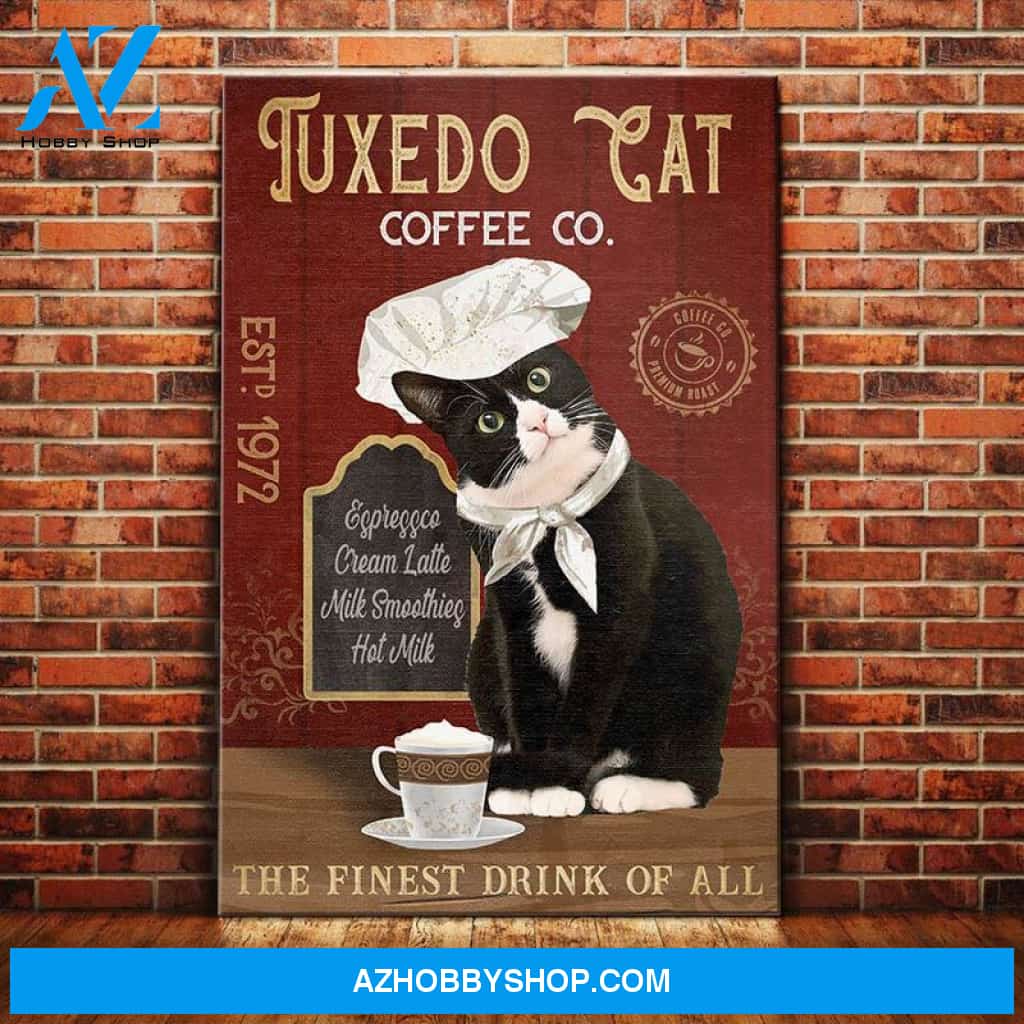 Tuxedo Cat Coffee Company Canvas Wall Art, Wall Decor Visual Art