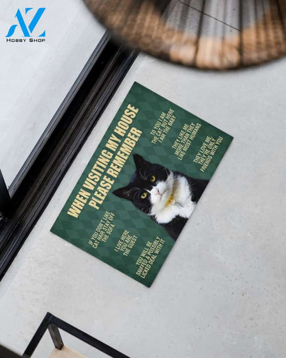 Tuxedo Cat Doormat,When Visiting My House Doormat