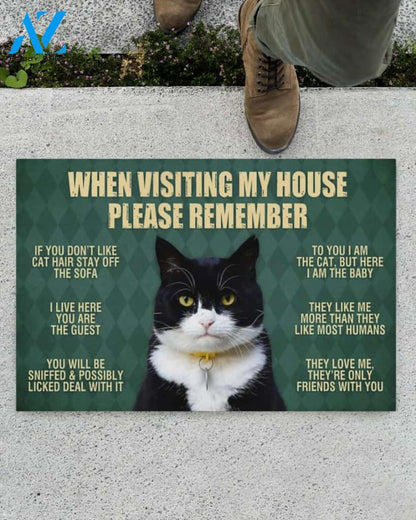 Tuxedo Cat Doormat,When Visiting My House Doormat
