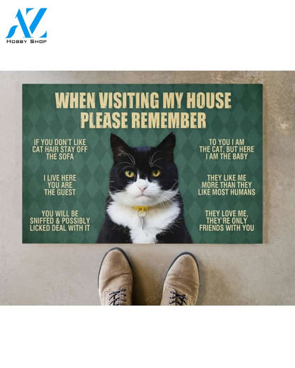 Tuxedo Cat Doormat,When Visiting My House Doormat