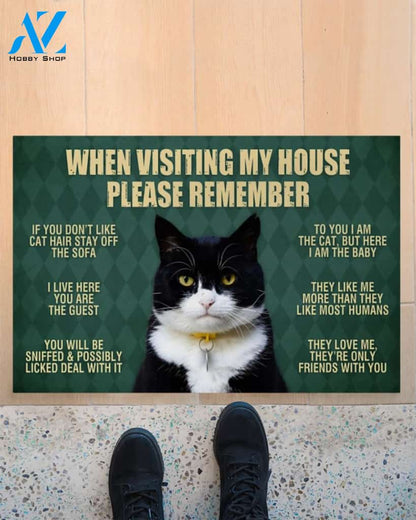 Tuxedo Cat Doormat,When Visiting My House Doormat