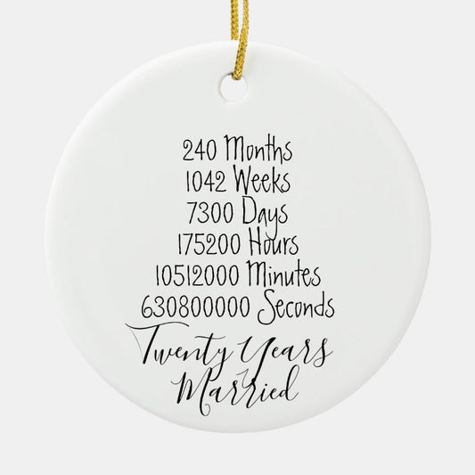 Twentieth Anniversary 20Th Wedding Year Married Ceramic Ornament