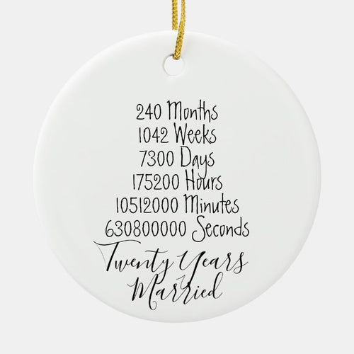 Twentieth Anniversary 20Th Wedding Year Married Ceramic Ornament