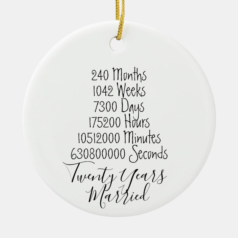 Twentieth Anniversary 20Th Wedding Year Married Ceramic Ornament