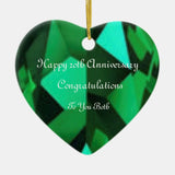 Twentieth Wedding Anniversary Emerald  Heart Ceramic Ornament