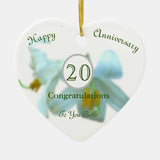 Twentieth Wedding Anniversary  Keepsake Heart Ceramic Ornament