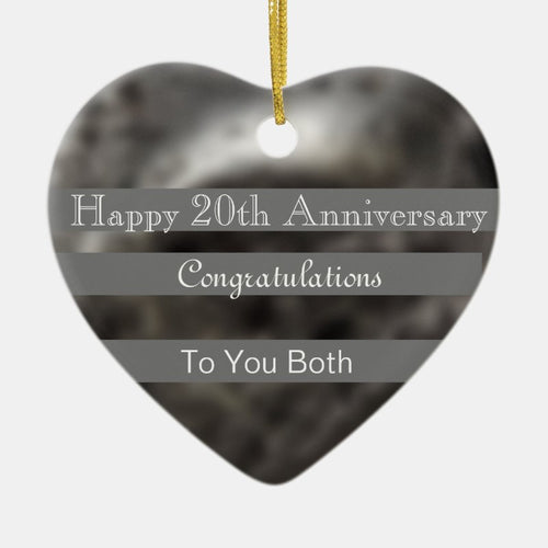 Twentieth Wedding Anniversary Platinum  Heart Ceramic Ornament