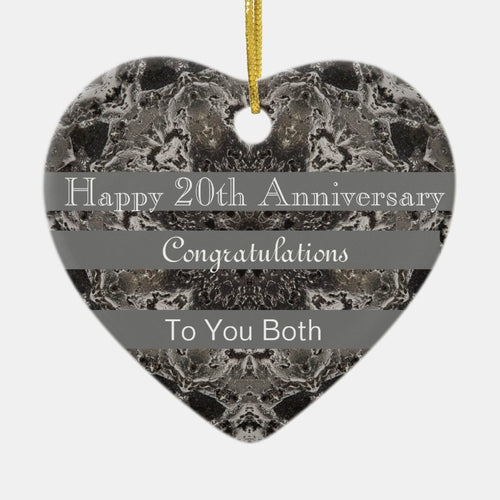 Twentieth Wedding Anniversary Platinum  Heart Ceramic Ornament