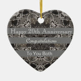 Twentieth Wedding Anniversary Platinum  Heart Ceramic Ornament