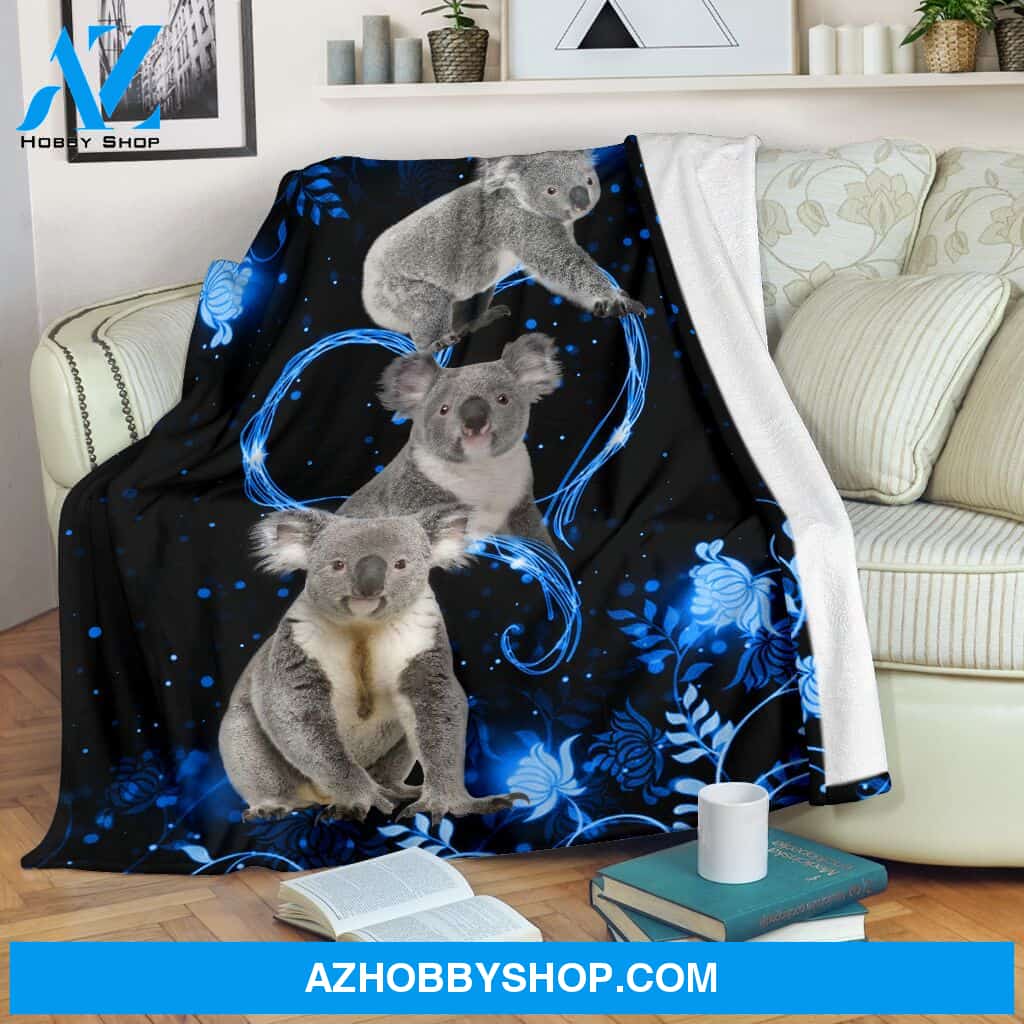 Twinkling blue heart Koala Fleece Blanket
