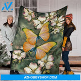 Two Butterflys Color Art Fleece Blanket - Quilt Blanket,