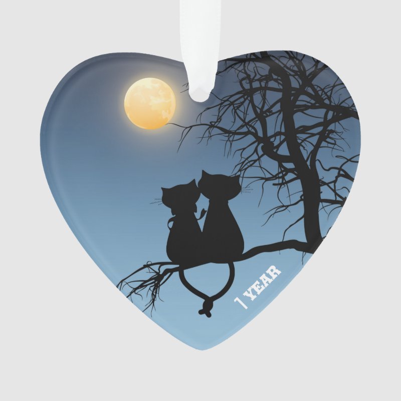 Two Lovers Cat Anniversary Paper Hearts Ornament