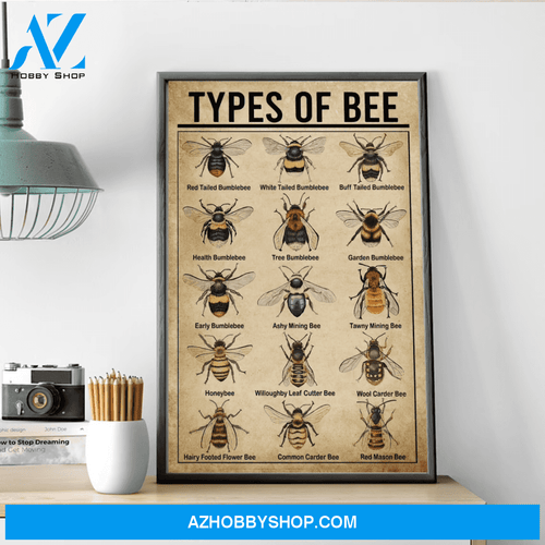 Types of bee poster, bee knowledge poster, bee lover gifts, bee vintage wall art, Bee Collection Poster