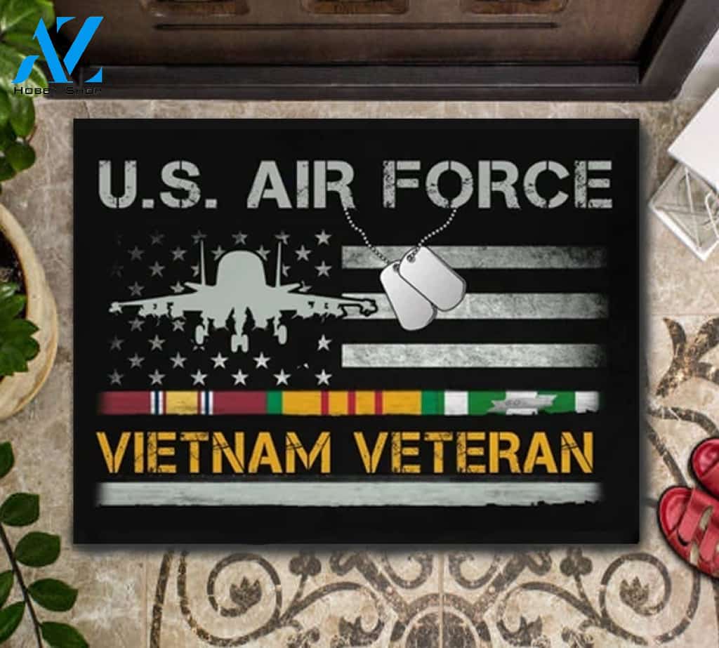 U.S. Air Force Vietnam Veteran Fighting Plane Indoor and Outdoor Doormat Housewarming Home Decor Welcome Mat Gift For Friend Family