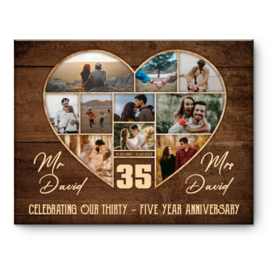 35th Wedding Anniversary Present, Gift For 35th Anniversary, Heart Shape Photo Collage