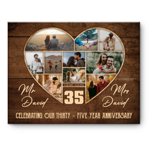 35th Wedding Anniversary Present, Gift For 35th Anniversary, Heart Shape Photo Collage