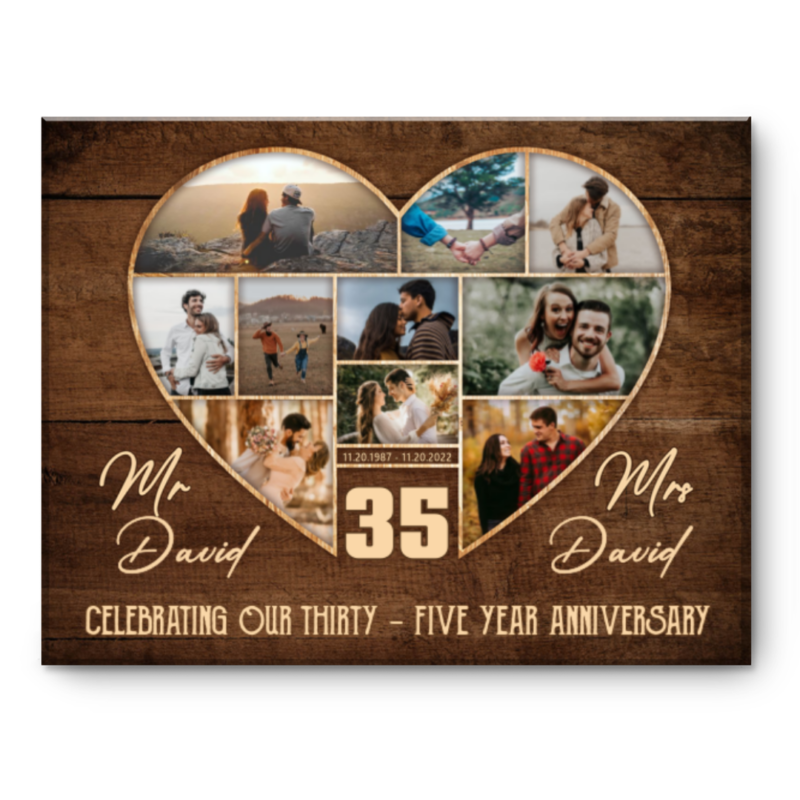 35th Wedding Anniversary Present, Gift For 35th Anniversary, Heart Shape Photo Collage