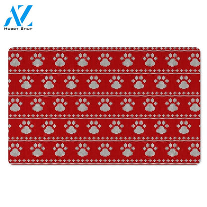 Ugly Christmas Paw Door Mat