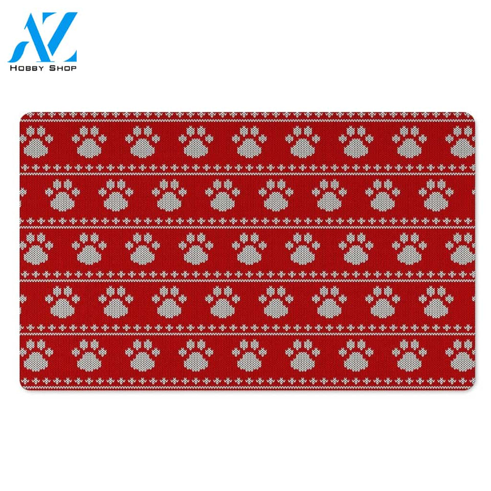 Ugly Christmas Paw Door Mat