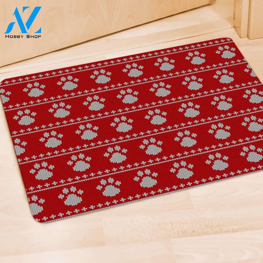 Ugly Christmas Paw Door Mat