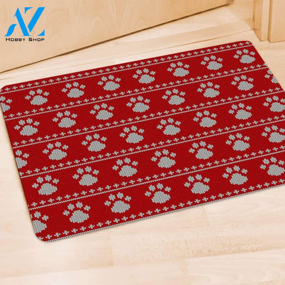 Ugly Christmas Paw Door Mat