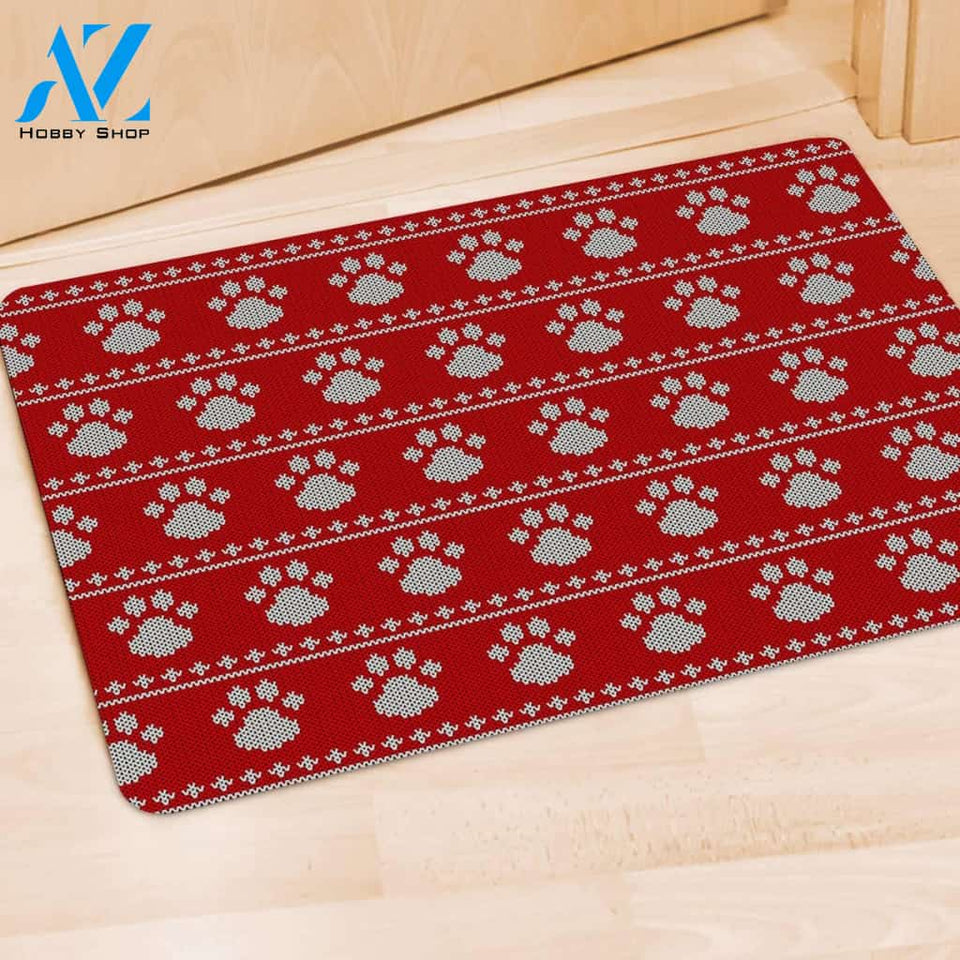 Ugly Christmas Paw Door Mat
