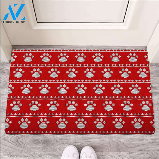 Ugly Christmas Paw Door Mat