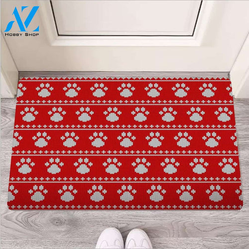 Ugly Christmas Paw Door Mat